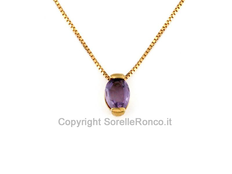 GIROCOLLO ORO GIALLO 18 KT CON AMETISTA