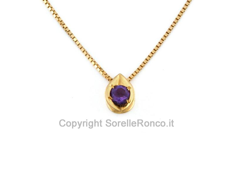 COLLANA IN ORO GIALLO 18KT CON AMETISTA
