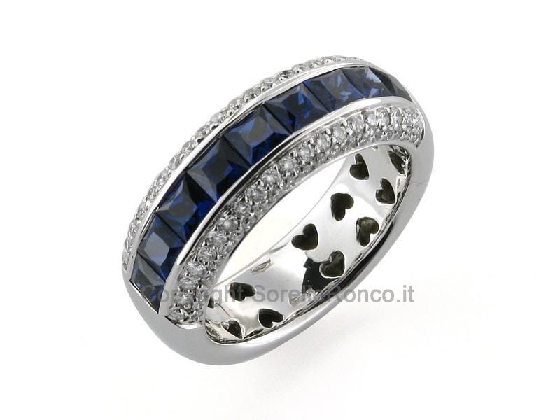 ANELLO IN ORO BIANCO CON ZAFFIRI