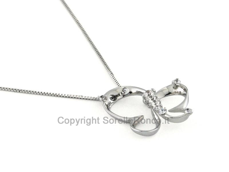 COLLANA FARFALLA ORO BIANCO ZIRCONI