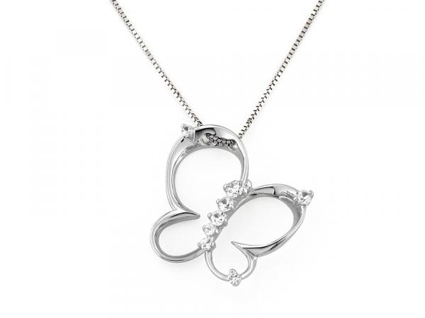 CF00062 - Collana Farfalla Oro Bianco Zirconi