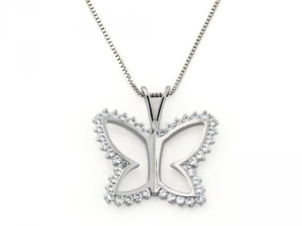 CF00064 - Collana Farfalla Oro Zirconi