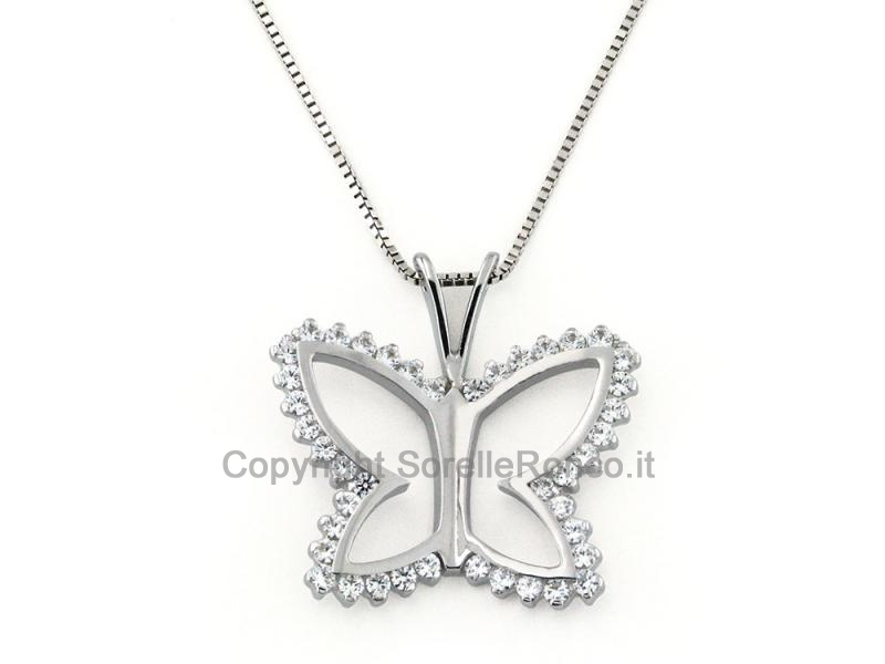 COLLANA FARFALLA ORO ZIRCONI