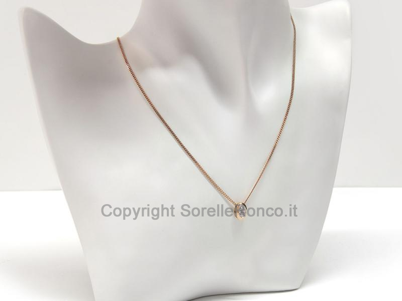 COLLANA PENDENTE OVALE ORO BICOLOR E DIAMANTI