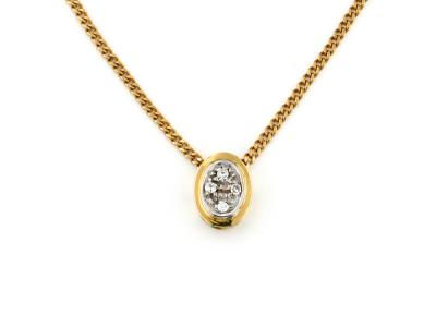 Collana Pendente Ovale Oro Bicolor e Diamanti