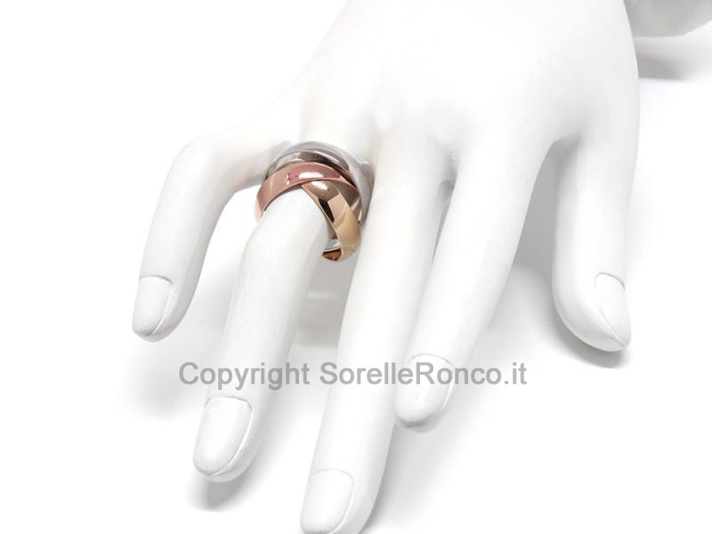 ANELLO TRINITY 3 ORI AD ANELLI SATURNO 18KT