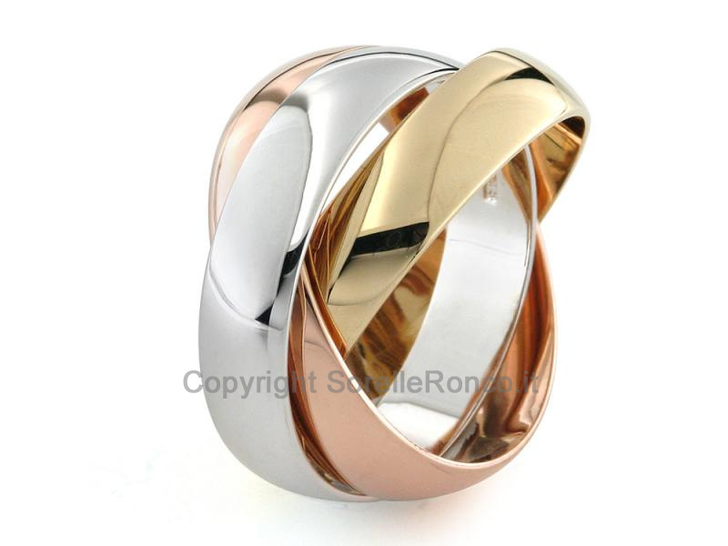 ANELLO TRINITY 3 ORI AD ANELLI SATURNO 18KT