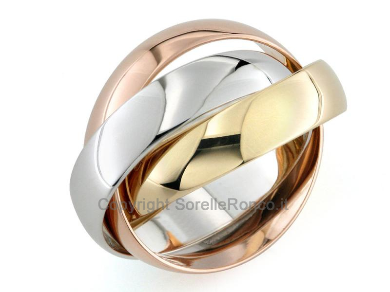 ANELLO TRINITY 3 ORI AD ANELLI SATURNO 18KT