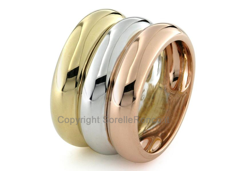 ANELLO TRINITY ORO GIALLO, BIANCO E ROSÉ 18KT