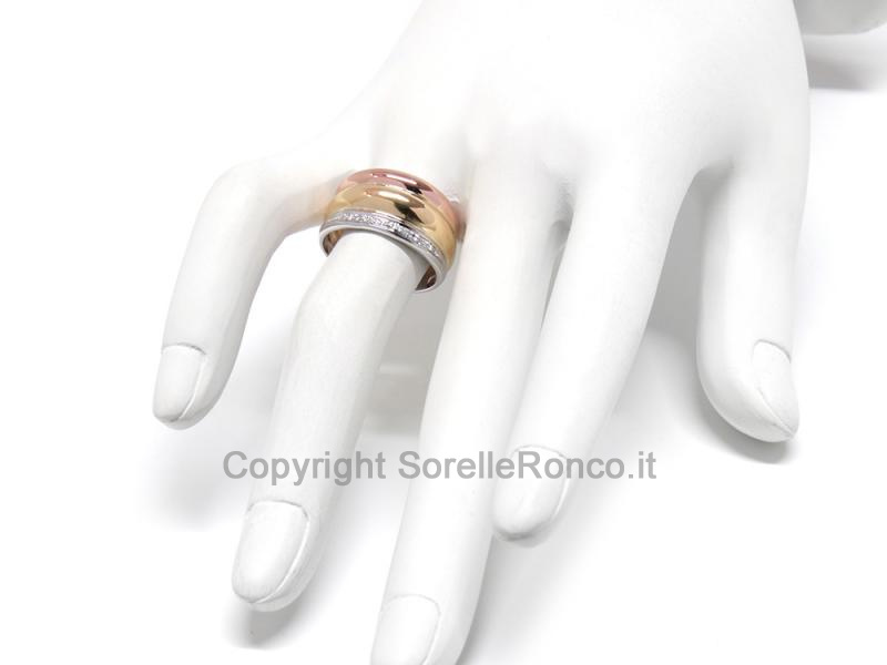 ANELLO TRINITY CON FEDINA DIAMANTI