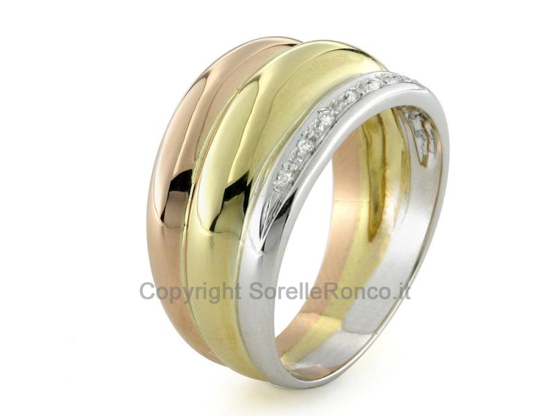 ANELLO TRINITY CON FEDINA DIAMANTI