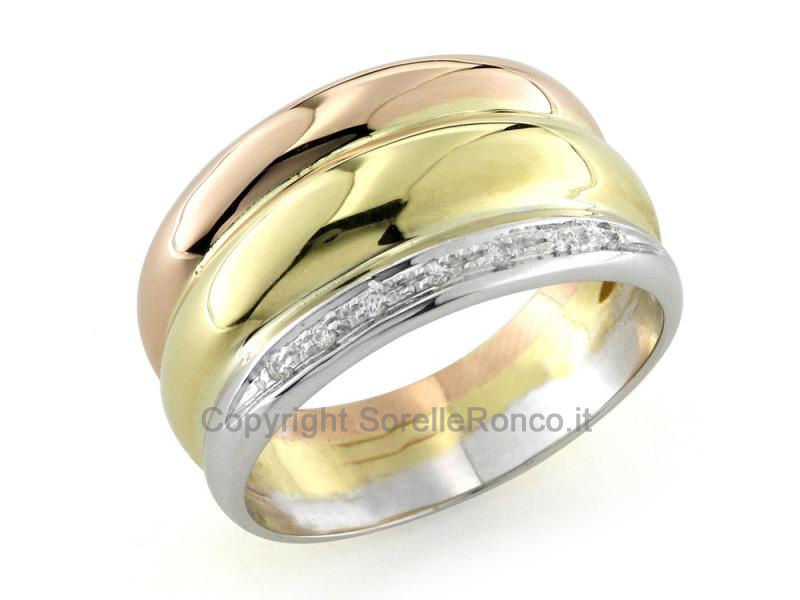 ANELLO TRINITY CON FEDINA DIAMANTI