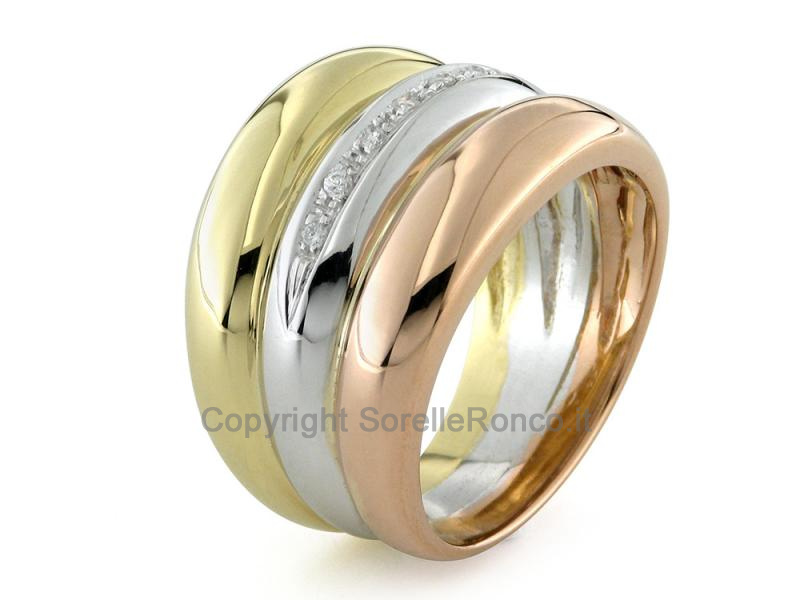 ANELLO TRINITY ORO 18KT E BRILLANTI