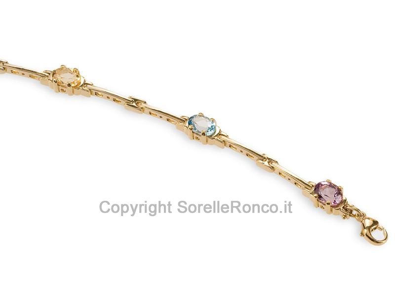 BRACCIALE ORO PIETRE COLORATE
