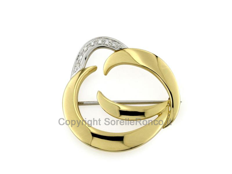 SPILLA DESIGN ORO BICOLOR CON DIAMANTI 
