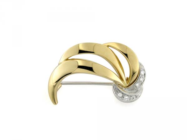 CF00121 - Spilla Design Oro Bicolor con Diamanti 