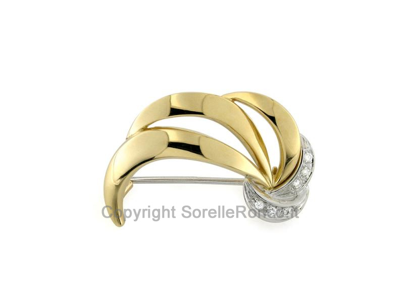 SPILLA DESIGN ORO BICOLOR CON DIAMANTI 
