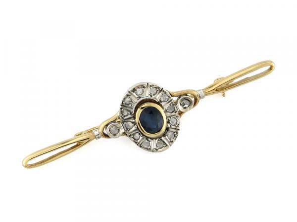 CF00129 - Spilla Vintage con Diamanti e Zaffiro
