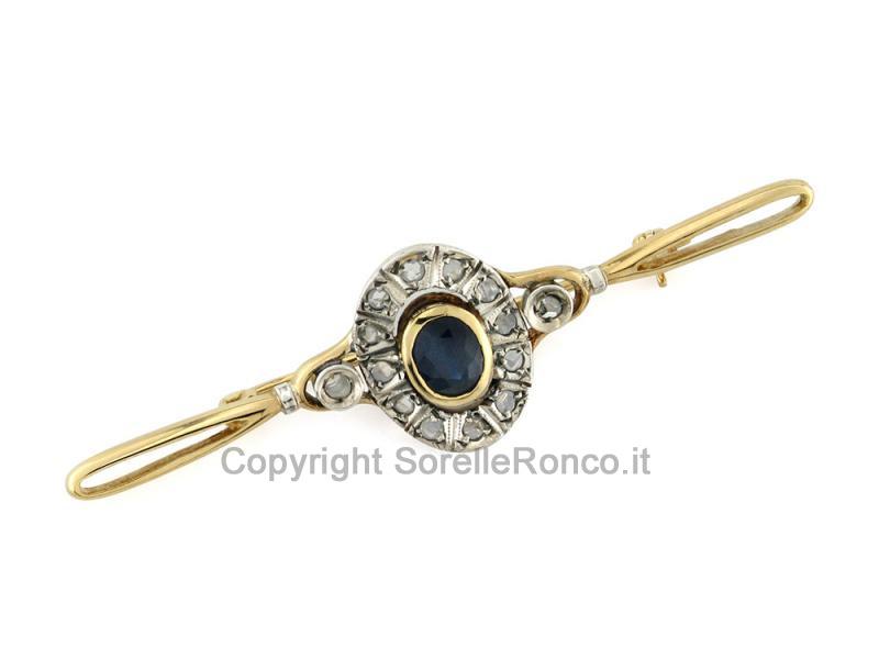 SPILLA VINTAGE CON DIAMANTI E ZAFFIRO