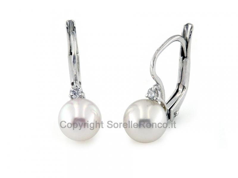 ORECCHINI DIAMANTI E PERLE Ø 7-7.5MM