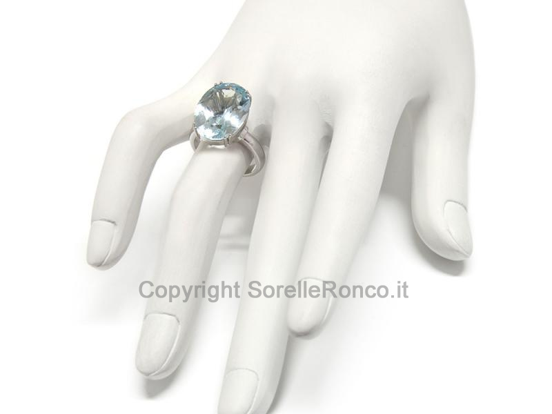 ANELLO ORO BIANCO ACQUAMARINA 10.50-11.55 CT