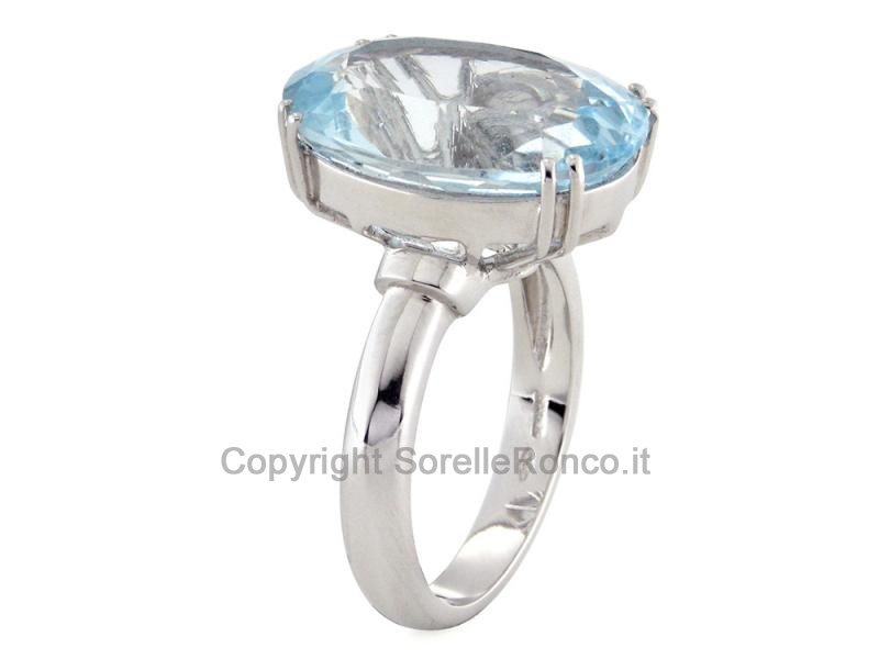 ANELLO ORO BIANCO ACQUAMARINA 10.50-11.55 CT
