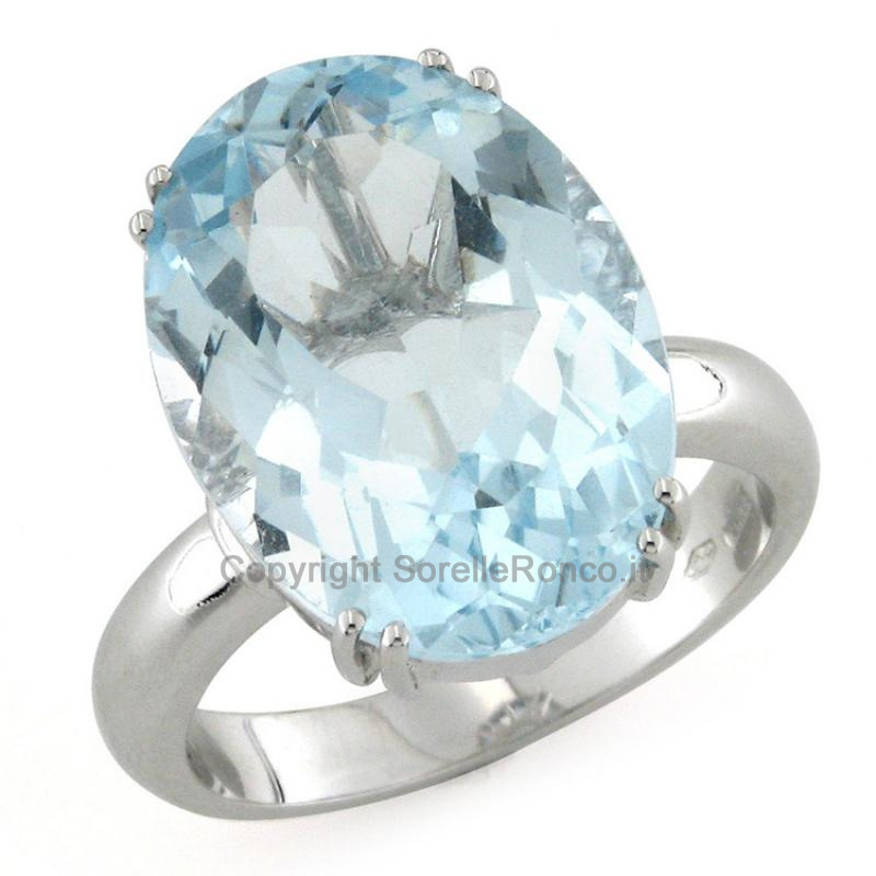 ANELLO ORO BIANCO ACQUAMARINA 10.50-11.55 CT