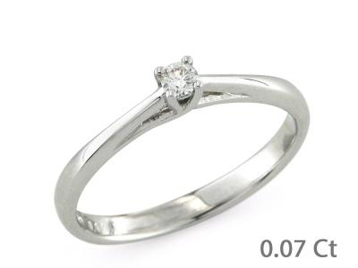 Anello Solitario oro Bianco  Diamante  0.07 Ct