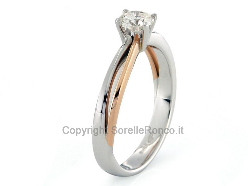 ANELLO SOLITARIO ORO BICOLOR 0.44 CT