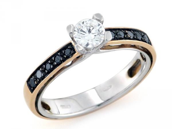 CF00165 - Anello Solitario Oro Bianco e Rosa  0.43 Ct