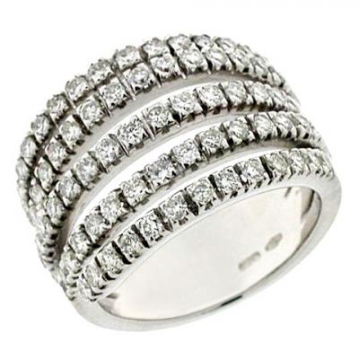 Anello a Fascia in Oro bianco e Diamanti