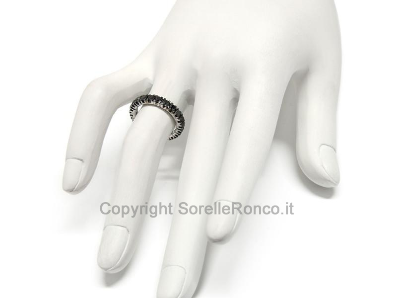 ANELLO ETERNITY ORO BIANCO  CON DIAMANTI NERI