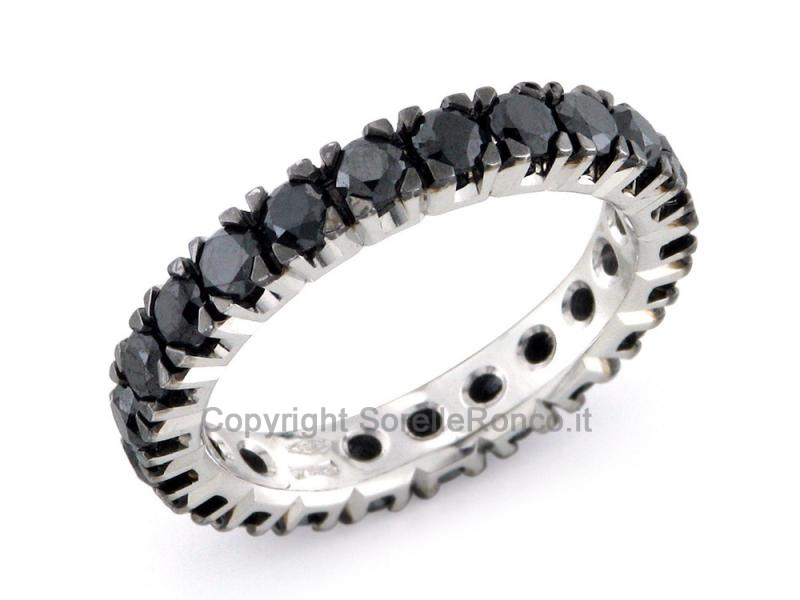 ANELLO ETERNITY ORO BIANCO  CON DIAMANTI NERI
