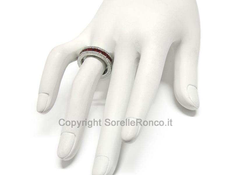 ANELLO ETERNITY ORO BIANCO CON  DIAMANTI E RUBINI