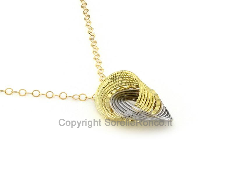 CATENINA E PENDENTE ORO BICOLOR 18 KT