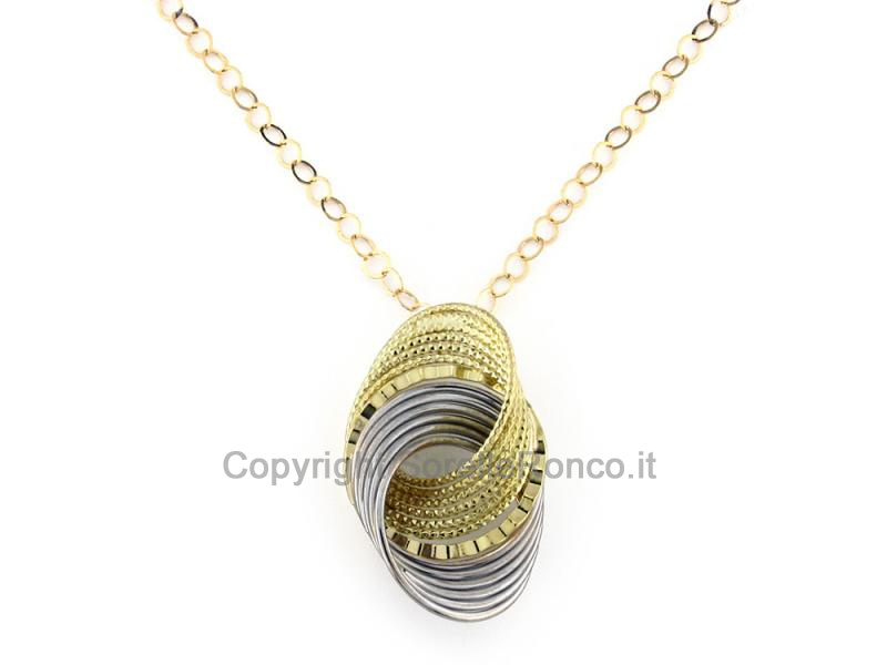 CATENINA E PENDENTE ORO BICOLOR 18 KT