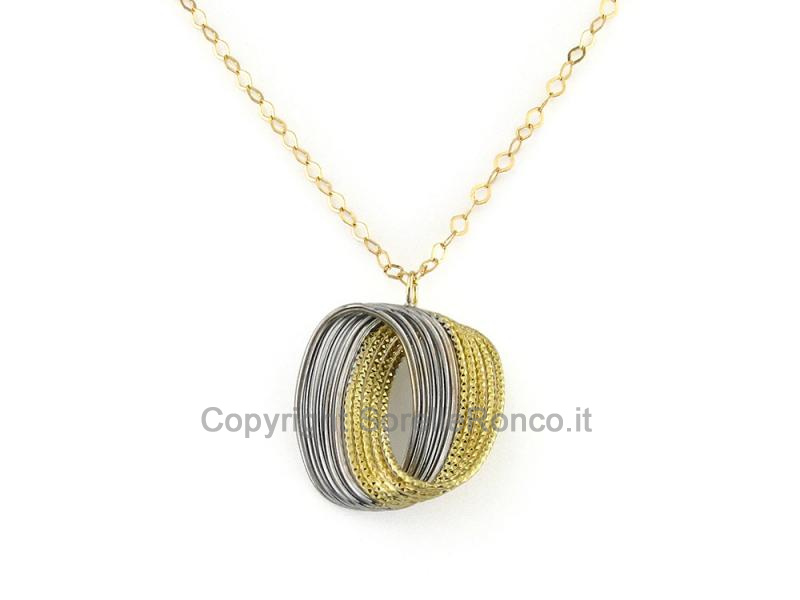 CATENINA E PENDENTE ELLISSE 18 KT