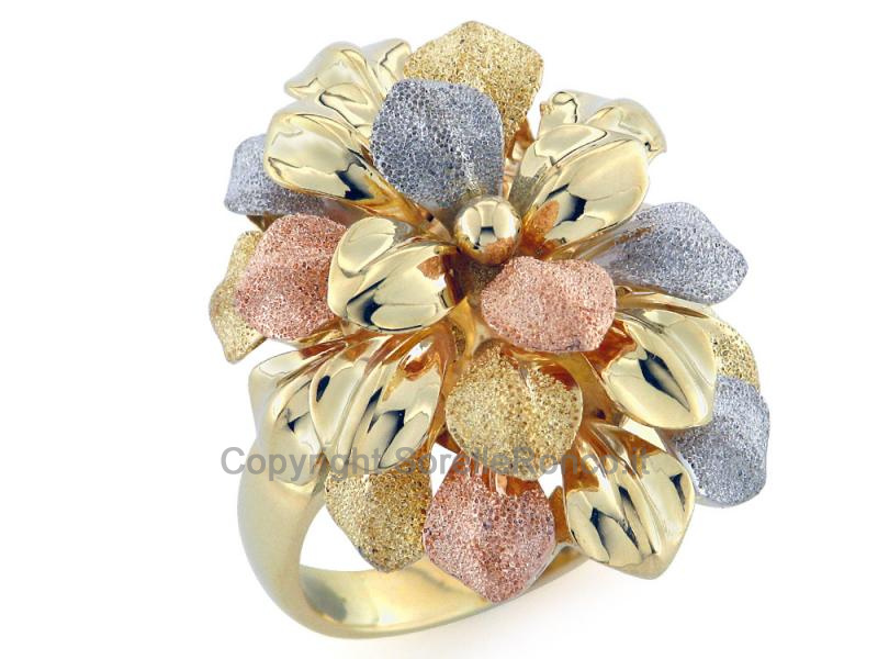 ANELLO FLOREALE IN TRIS DI ORO 18 KT