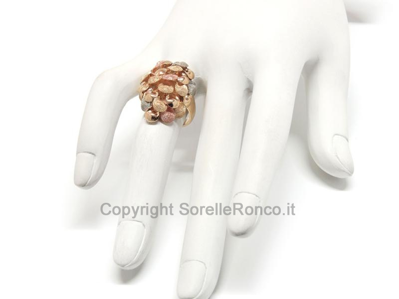 ANELLO FLOREALE IN TRIS DI ORO 18 KT