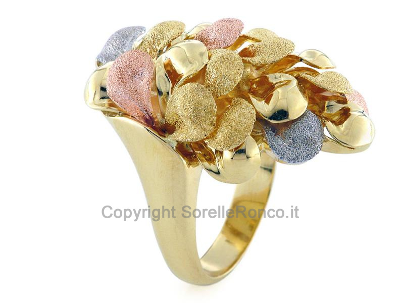 ANELLO FLOREALE IN TRIS DI ORO 18 KT