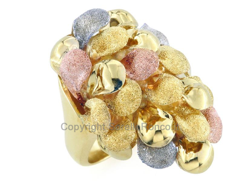 ANELLO FLOREALE IN TRIS DI ORO 18 KT