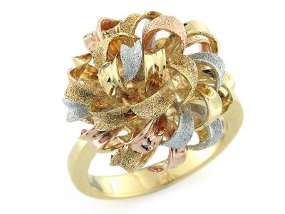 Anello ORO a tre colori disegno Floreale a Nodo 