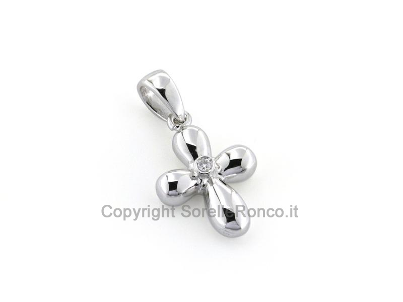 CROCE IN ORO BIANCO E DIAMANTE