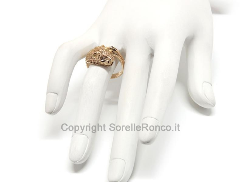 ANELLO DA UOMO LEONE ORO GIALLO 18 KT
