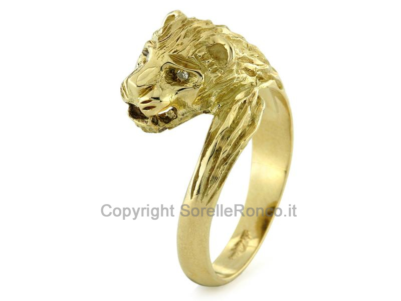 ANELLO DA UOMO LEONE ORO GIALLO 18 KT