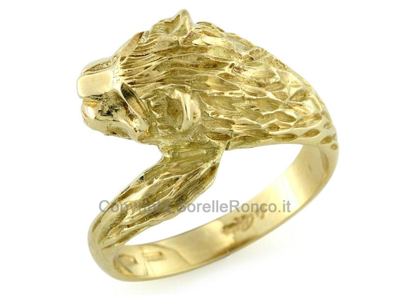 ANELLO DA UOMO LEONE ORO GIALLO 18 KT