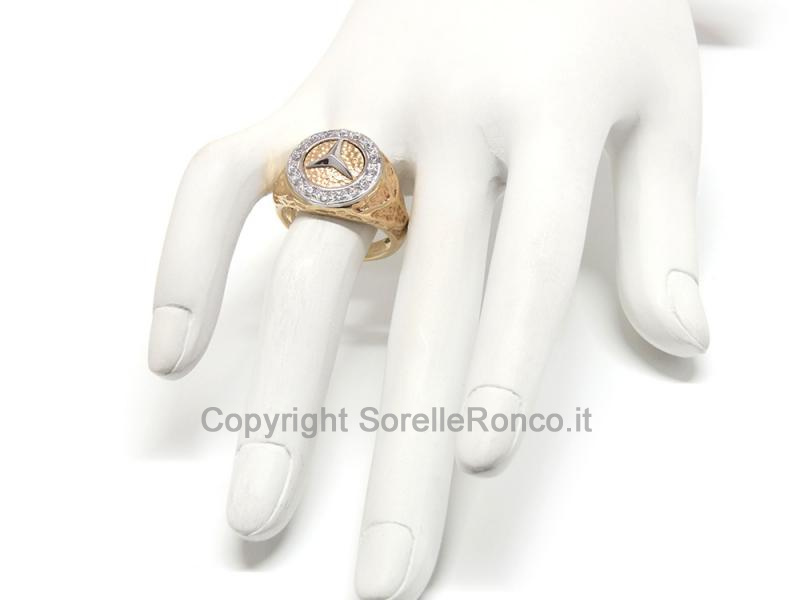 ANELLO MERCEDES IN ORO GIALLO E BIANCO 18 KT 