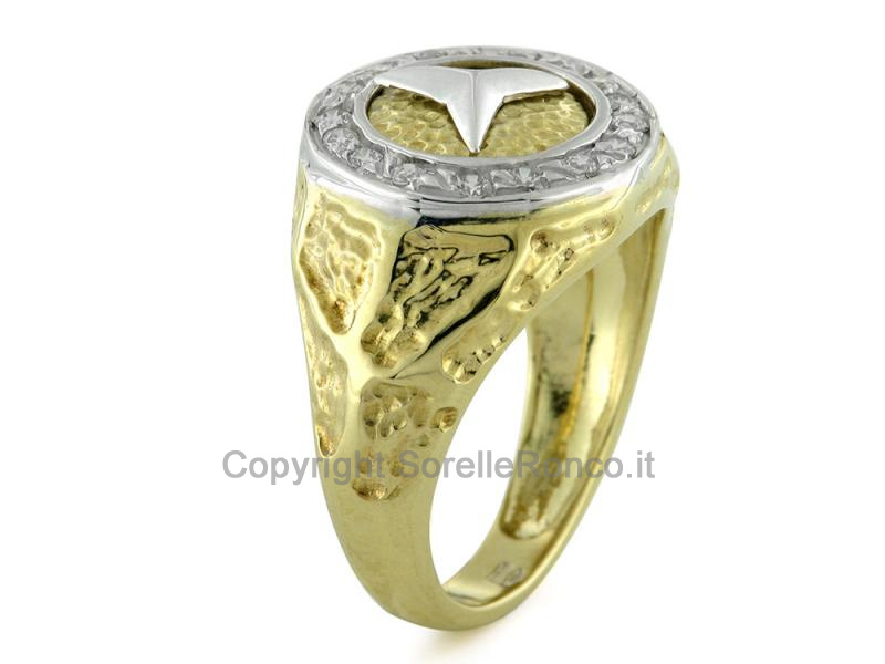 ANELLO MERCEDES IN ORO GIALLO E BIANCO 18 KT 