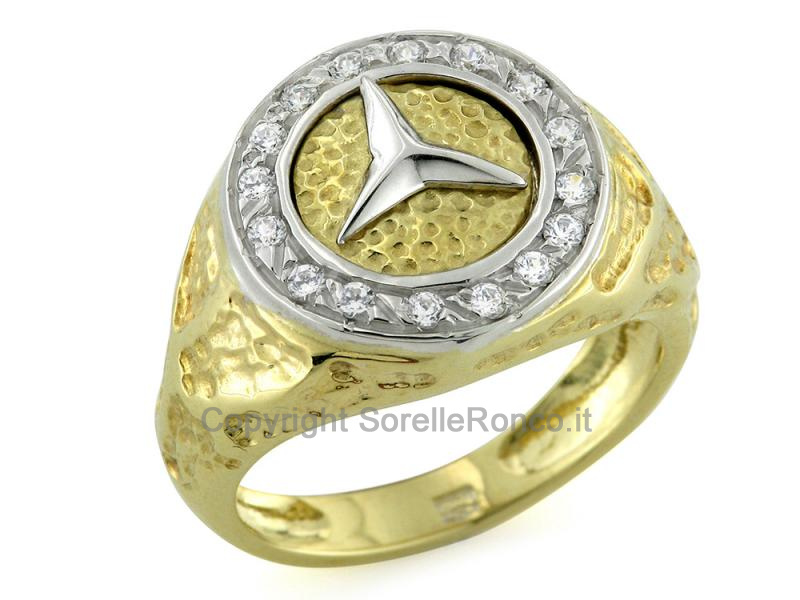 ANELLO MERCEDES IN ORO GIALLO E BIANCO 18 KT 