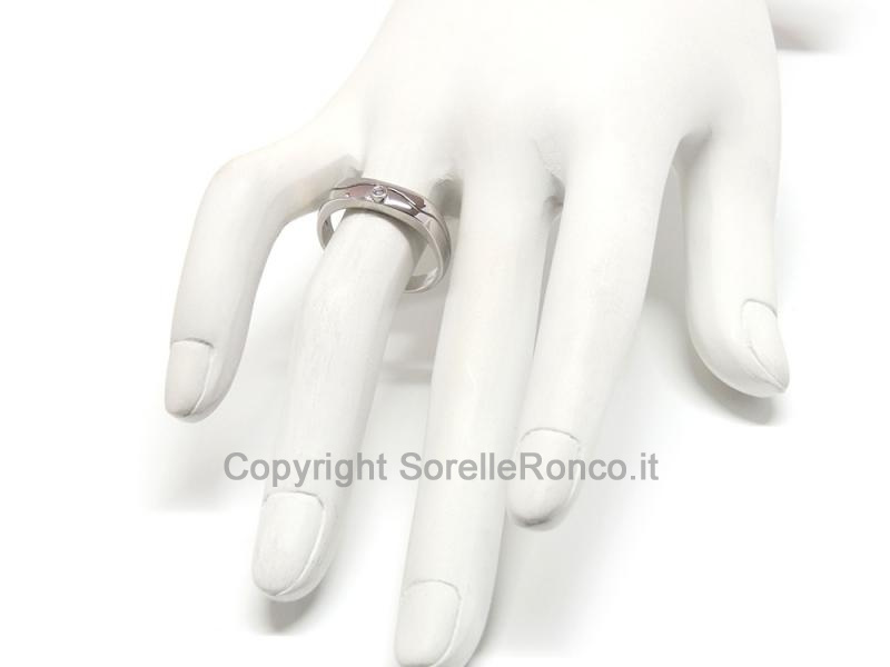 ANELLO UOMO ORO BIANCO CON DIAMANTE 0.02 CT